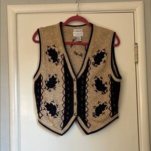 Vintage Christopher & Banks Hand Embroidered Knit Vest